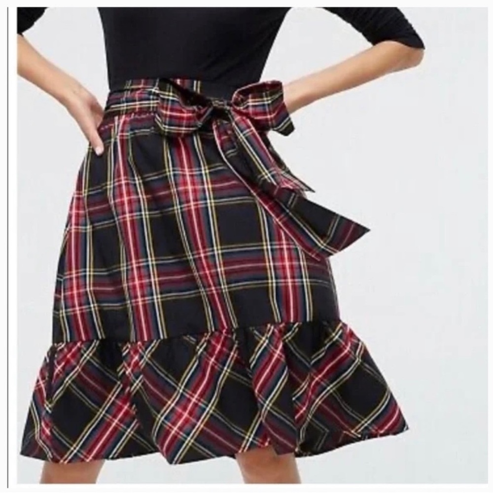 J. CREW | Black Multicolor holiday Christmas Tartan Plaid A-Line skirt Sz. 4P